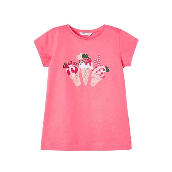 MAYORAL PRINTED SHORT SLEEVE BLOUSE PINK FUCHSIA