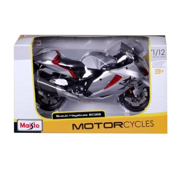 MAISTO 1:12 MOTORCYCLES-SUZUKI HAYABUSA 2022 SILVER RED BLACK
