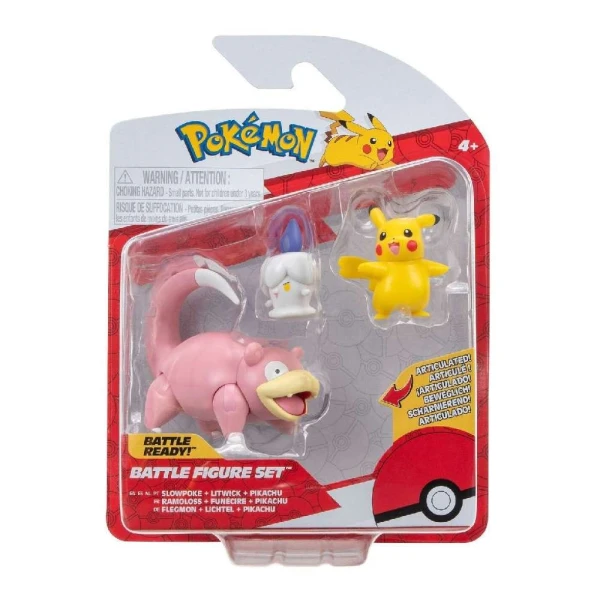 POKEMON FIGURE 3-PACK W18 PIKACHU FEMALE, LITWICK, SLOWPOKE