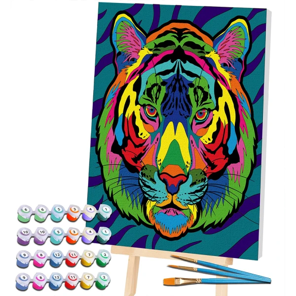 SPLAT PLANET PAINTING BY NUMBERS KIT ON FRAMED CANVAS 40X30 cm TIGER