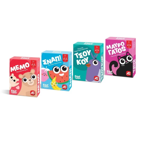 AS GAMES CARD GAMES KIDDY CARDS MEMO - SNAP - TSOUKOU - MAVROS GATOS FOR 2+ PLAYERS