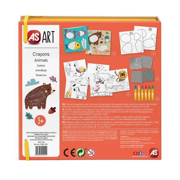 AS ART CRAYONS ANIMALS FOR AGES 3+