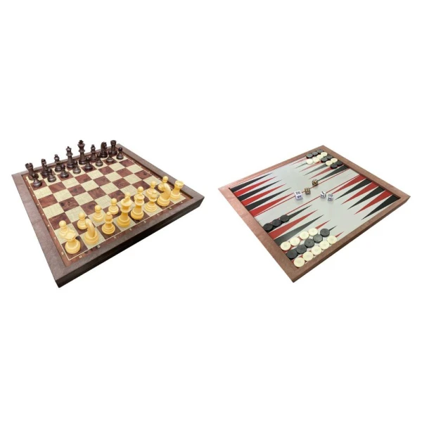 WOODEN CHESS - BACKGAMMON - CHECKERS