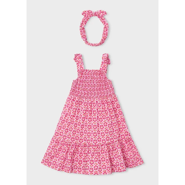 MAYORAL DRESS PRINTED RIBBON GERANIUM 