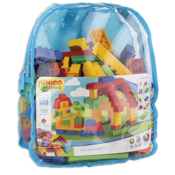 UNICO PLUS BACKPACK WITH 150 COLOURED CONSTRUCTION BRICKS