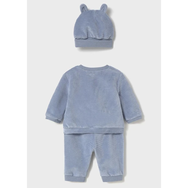 MAYORAL TRACKSUIT 3 PIECES COTTON CORDUROY LIGHT BLUE-PURPLE