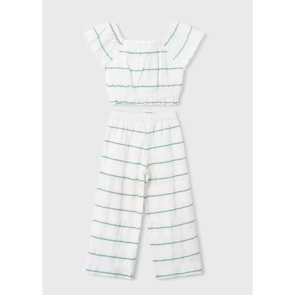 MAYORAL SET PANTS LONG STRIPES ECRU-MINT