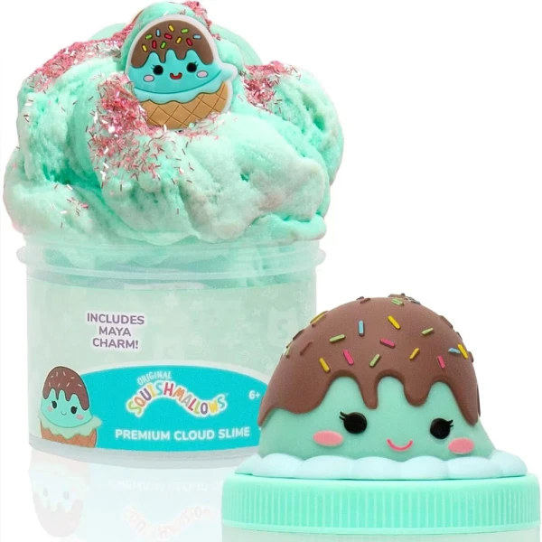 SQUISHMALLOWS SCENTED CLOUD SLIME WITH TOPPER IN JAR - ICE CREAM