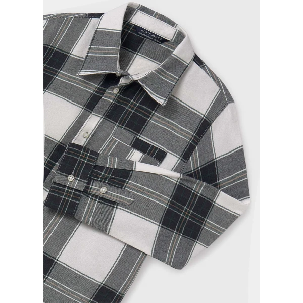 MAYORAL SHIRT CHECKERED PLAID ANTHRACITE