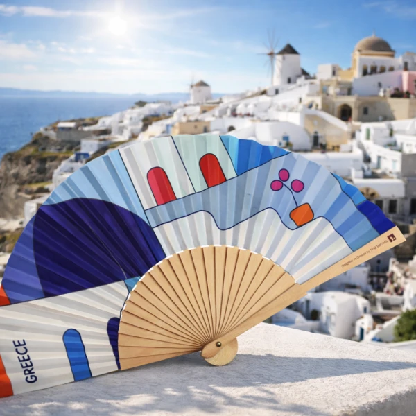 WOODEN FAN 23cm. - AEGEAN VILLAGE