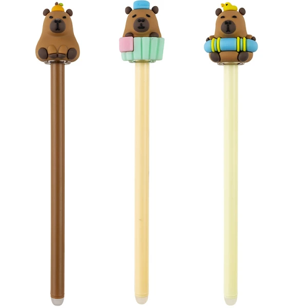 BLUE ERASABLE PEN (REFFILABLE) CAPYBARA 0.5mm - 3 DESIGNS