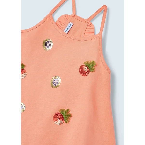 MAYORAL BLOUSE WITH STRAPS FRUITS PEACH