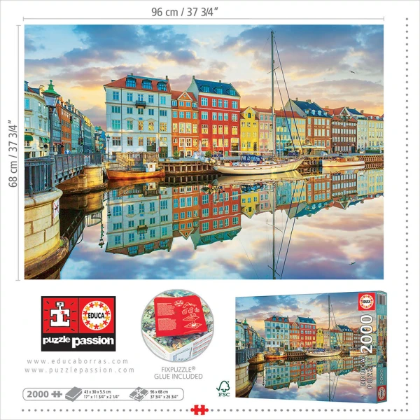 EDUCA PUZZLE 2000 pcs SUNSET AT COPENHAGEN HARBOUR