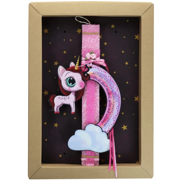 SYNCHRONIA HANDMADE CANDLE 30 cm RAINBOW UNICORN - BUTTERFLY
