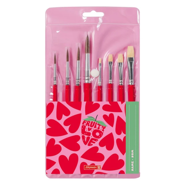 BRUNNEN 8-PIECE PAINT BRUSH SET WITH CASE – FRUITY LOVE