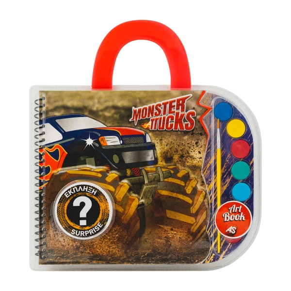 AS ART BOOK DRAWING SET DINOSAURS AND MONSTER TRUCKS FOR AGES 3+