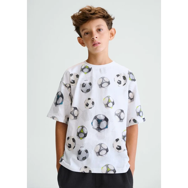 MAYORAL BLOUSE SHORT SLEEVES PRINTED WHITE 