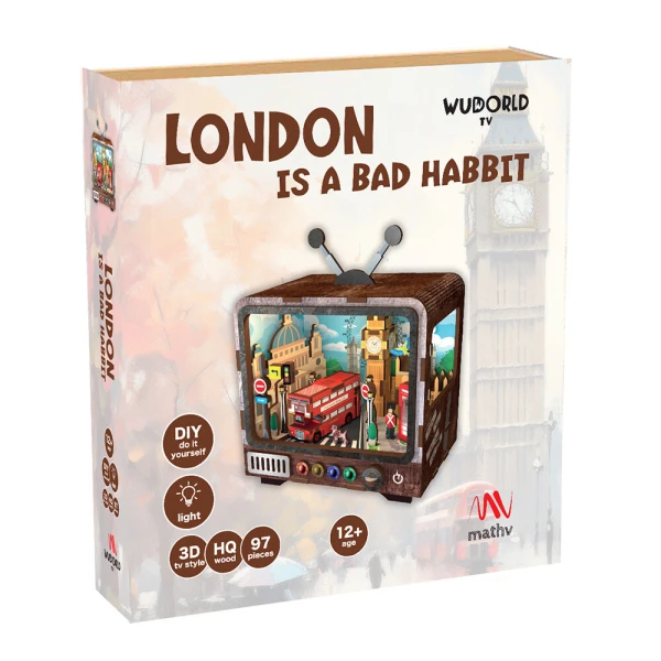 WUDORLD VINTAGE TV WOODEN CRAFT LONDON IS A BAD HABBIT