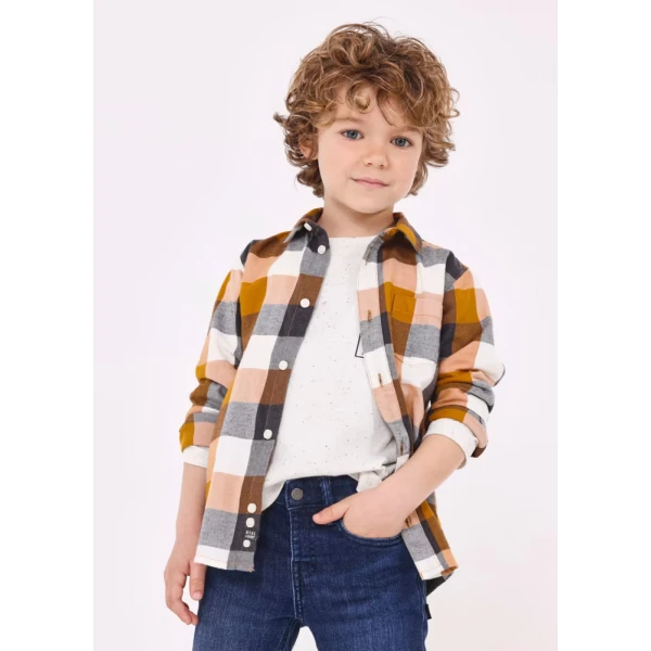 MAYORAL SHIRT LONG SLEEVES CHECKED OCHER