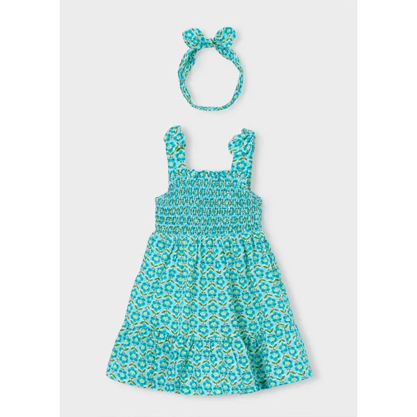 MAYORAL DRESS PRINTED RIBBON DARK BLUE