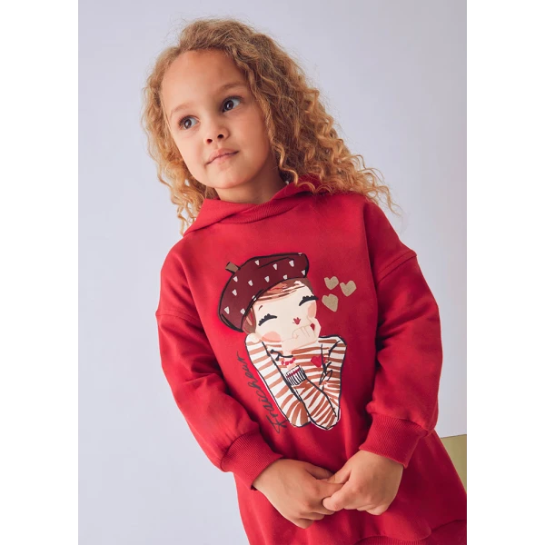MAYORAL DRESS SWEATSHIRT HOOD RED 