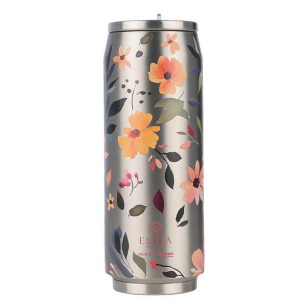 ESTIA HOME ART TRAVEL CUP 500ml - SILVER BOTANIC