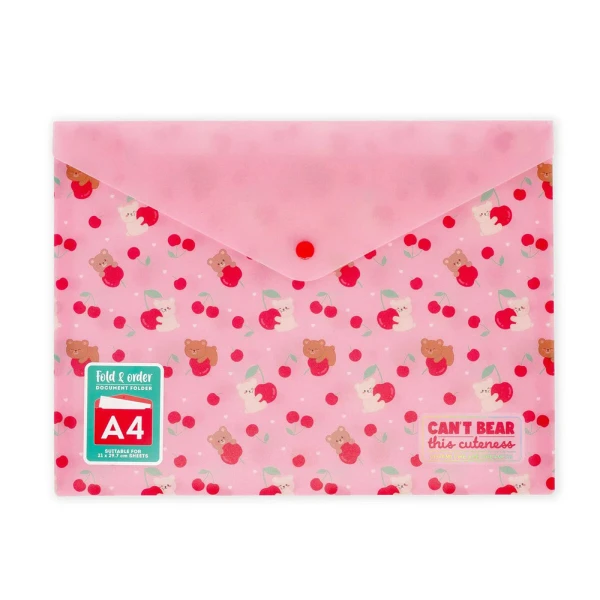 LEGAMI FOLDER WITH BUTTON FOLD & ORDER - TEDDY CHERRY
