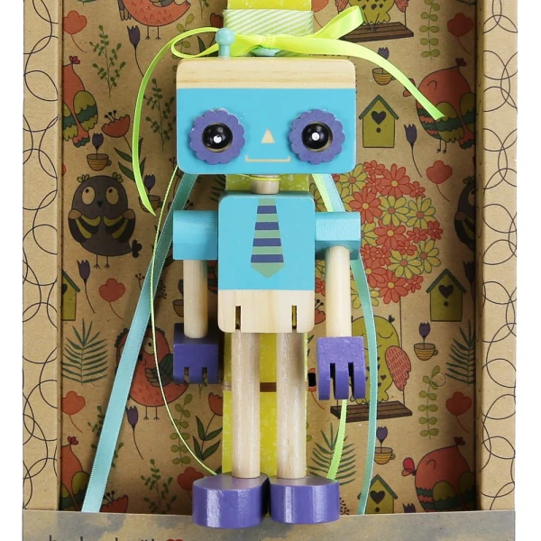 SYNCHRONIA HANDMADE CANDLE 30 cm WOODEN ROBOT YELLOW
