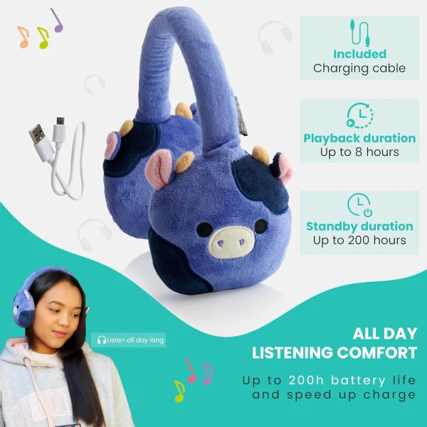 SQUISHMALLOWS PLUSH BLUETOOTH HEADPHONES - INGRED THE COW