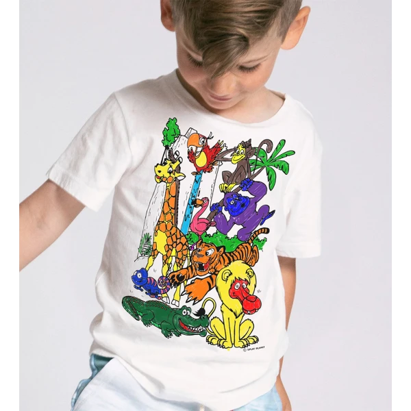 SPLAT PLANET WASHABLE COLOURING T-SHIRT ZOO WITH MARKERS (3-4 YEARS)