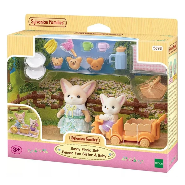 THE SYLVANIAN FAMILIES SUNNY PICNIC SET FENNEC FOX SISTER AND BABY