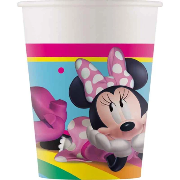 PAPER CUPS 200ml 8 pcs MINNIE RAINBOW MAKES ME SMILE