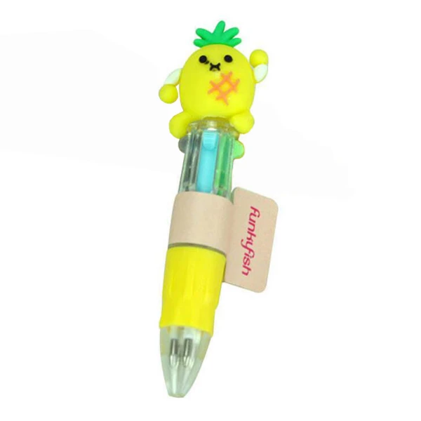 FUNKYFISH 4 COLOURS PEN WITH PINEAPPLE TOPPER