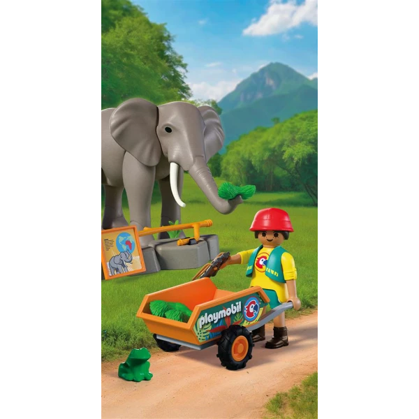 PLAYMOBIL ANIMALS & FRIENDS ΦΡΟΝΤΙΣΤΗΣ ΖΩΟΛΟΓΙΚΟΥ ΠΑΡΚΟΥ ΜΕ ΕΛΕΦΑΝΤΑ ΚΑΙ ΦΛΑΜΙΝΓΚΟ