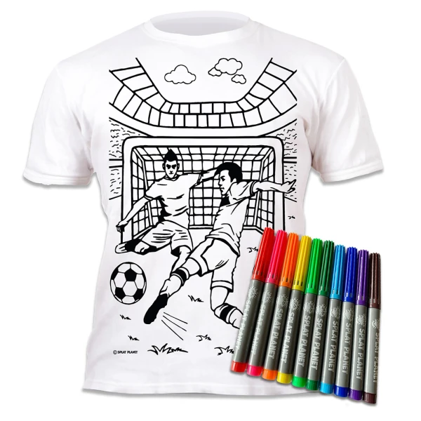 SPLAT PLANET ΠΛΕΝΟΜΕΝΟ T-SHIRT ΖΩΓΡΑΦΙΚΗΣ FOOTBALL ΜΕ ΜΑΡΚΑΔΟΡΟΥΣ (5-6 ΕΤΩΝ)