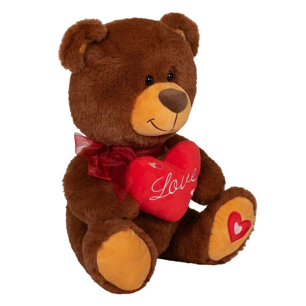 PLUSH BEAR WITH RED HEART 30 cm - 3 COLOURS
