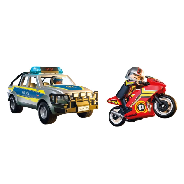 PLAYMOBIL CITY ACTION ΑΣΤΥΝΟΜΙΚΟ ΟΧΗΜΑ PICKUP ΚΑΙ ΜΟΤΟΣΥΚΛΕΤΑ