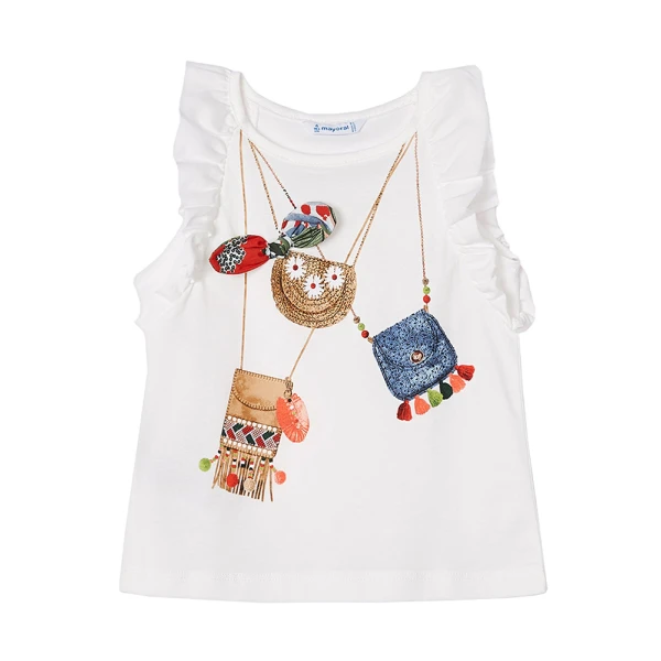 MAYORAL BLOUSE WITH STRAPS BAG ECRU