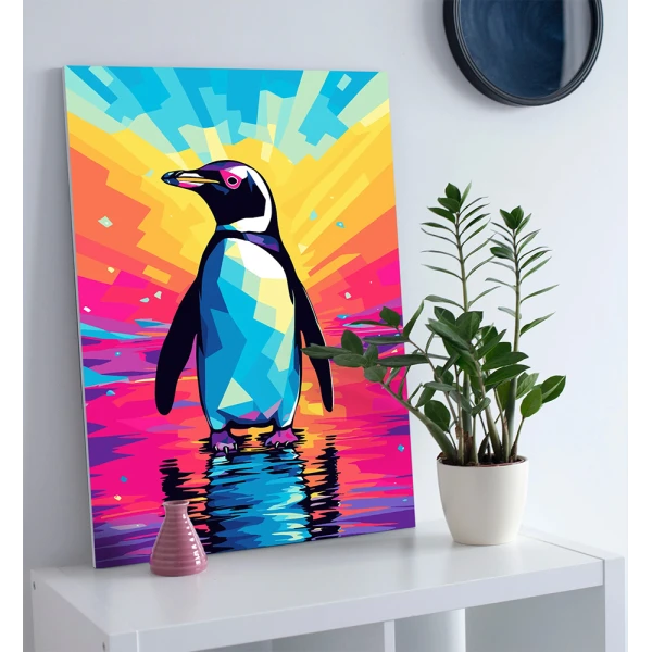 SPLAT PLANET PAINTING BY NUMBERS KIT ON FRAMED CANVAS 40X30 cm PENGUIN