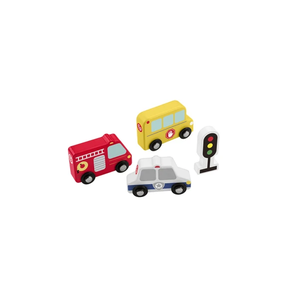 FISHER PRICE WOODEN VEHICLE SET 
