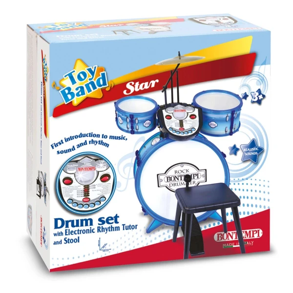 BONTEMPI SET DRUMS 4 pcs WITH ELECTRONIC TUTOR ANS STOOL