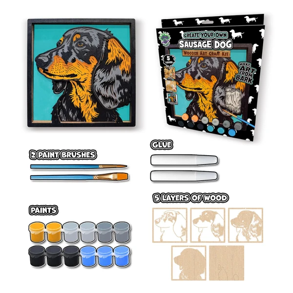 SPLAT PLANET WOODEN ART CRAFT KIT SAUSAGE DOG