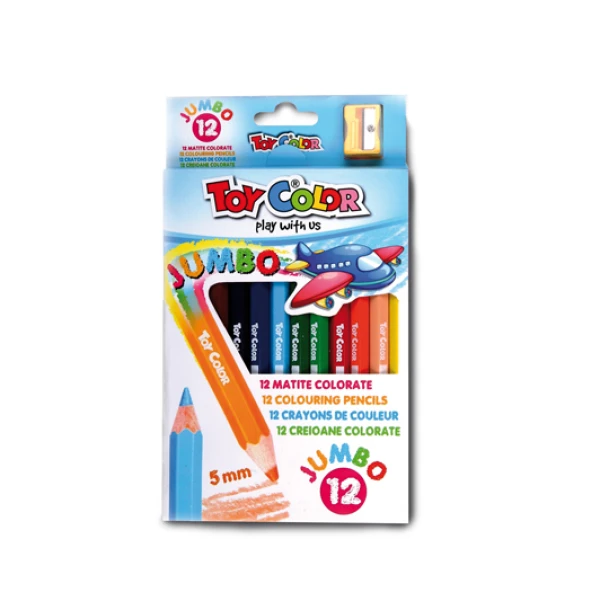 TOY COLOR CRAYON 12 COLOURS HARD PAPER & SHARPENER