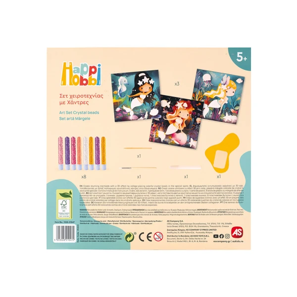 HAPPIHOBBI ART CRAFT SET CRYSTAL BEADS MERMAIDS FOR AGES 5+