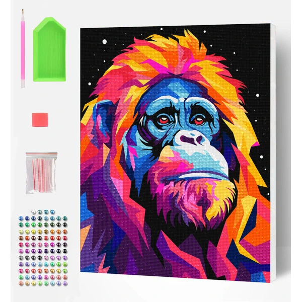 SPLAT PLANET DIAMOND PAINTING KIT ON FRAMED CANVAS 30X40 cm ORANGUTAN