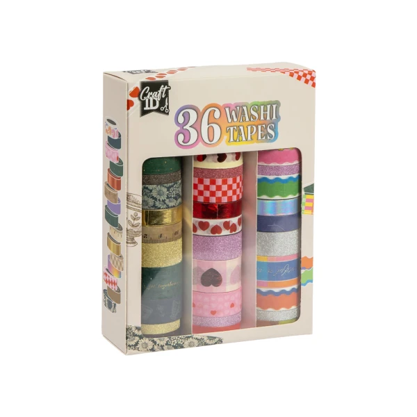 36PCS WASHI TAPE SET 3M. FOIL & GLITTER - 2 DESIGNS