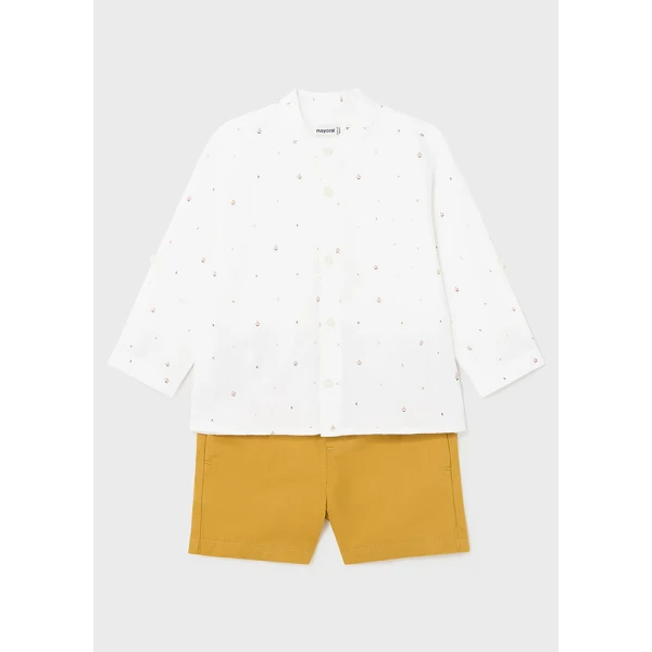 MAYORAL SET BERMUDA SHORTS SHIRT LONG SLEEVES OCHRE