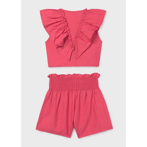 MAYORAL SET SHORTS RUFFLE CORAL 