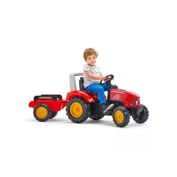FALK RED SUPERCHARGER TRACTOR WITH TRAILER
