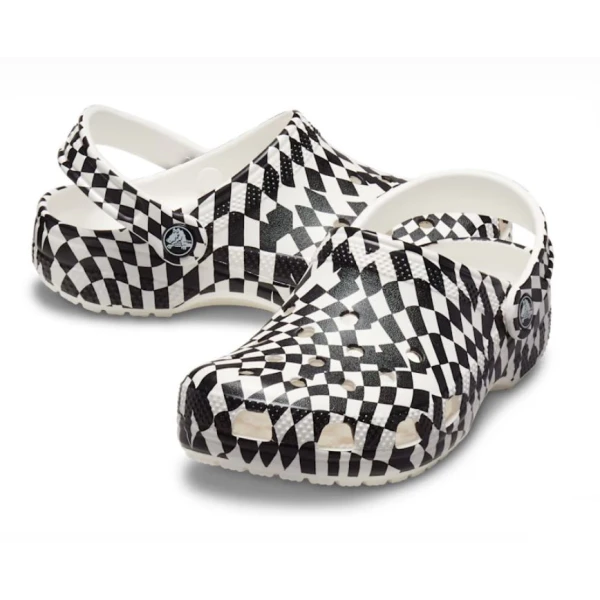 CROCS CLASSIC WARPED CHECKER CLOG K WHITE/BLACK
